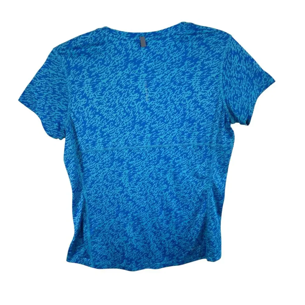 Nike Running Dri Fit Blue Patterned Short Sleeve Crew Neck Athletic T-Shirt Sz M